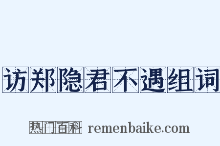 访郑隐君不遇组词是什么意思的图片